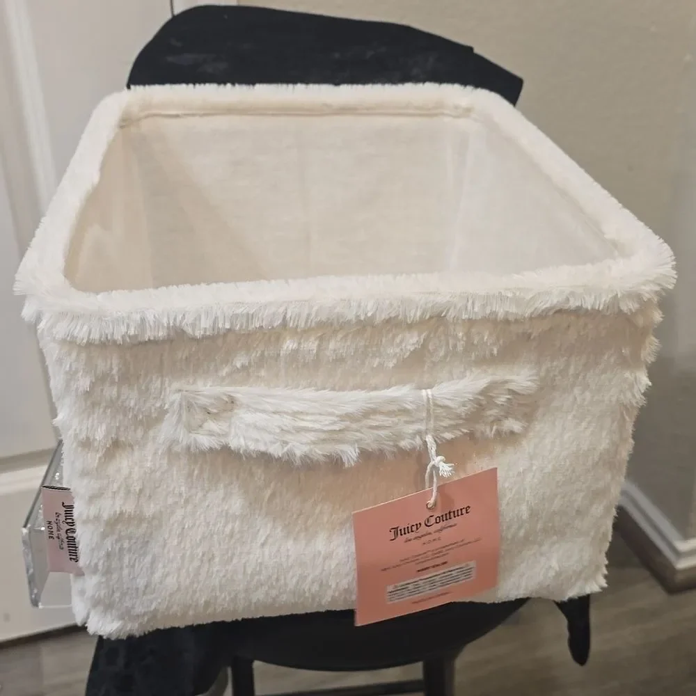 Juicy Couture Home JUICY Bold Crown Logo Velour Decorative Storage Basket